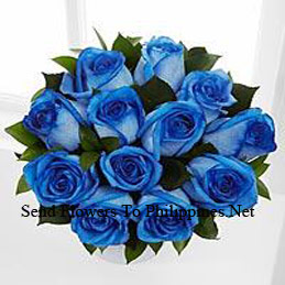 12 Blue Roses Bunch