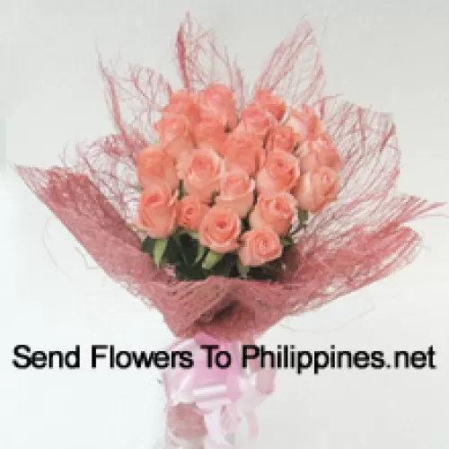 Bunch Of 20 Pink Roses With Seasonal Fillers