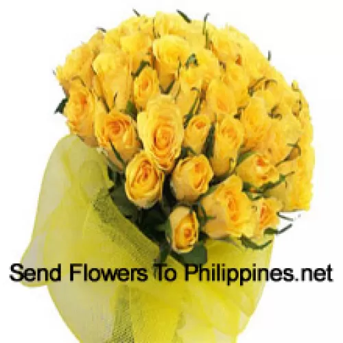 Bouquet de 36 roses jaunes avec des remplissages saisonniers