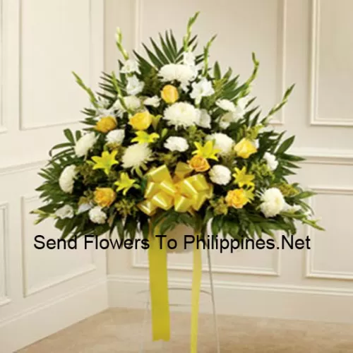 A Beautiful Sympathy Flower Arrangement That Comes With A Stand (Metro Manila Delivery Only, For Deliveries Outside Manila The Product May Be Substituted With Other Sympathy Arrangement Of Same Value)