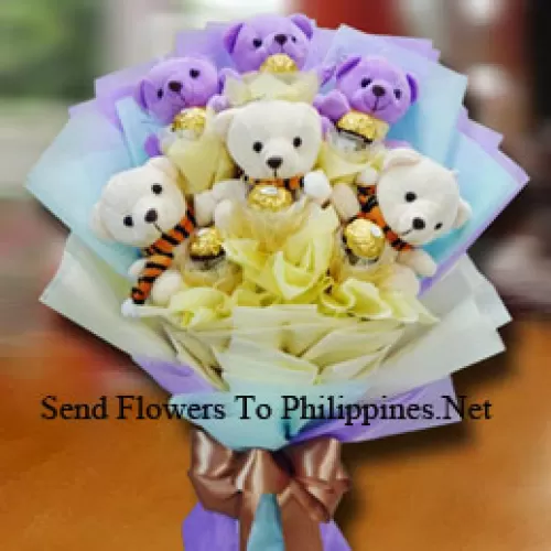 A Beautiful Teddy Bear And Ferrero Rochers Bouquet