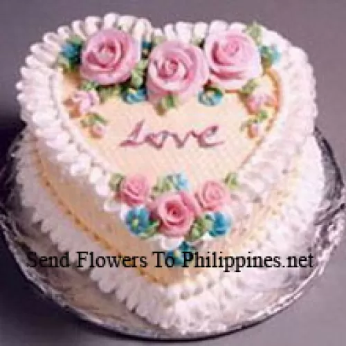 1 Kg (2.2 Lbs) Heart Shaped Vanilla Cake (Please note that cake delivery is only available for Metro Manila Region. Any cake delivery orders outside Metro Manila will be substituted with Chocolate Brownie Cake without cream or the recipient shall be offered a Red Ribbon Voucher enough to buy the same cake)